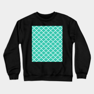 Teal Turquoise Quatrefoil Lattice Pattern Crewneck Sweatshirt